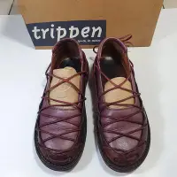 在飛比找Yahoo!奇摩拍賣優惠-Trippen酒紅色經典牛皮綁帶鞋