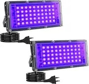 Eleganted2 Pack 50W Black Lights, Blacklight Flood Light with Plug and Switch,for Glow Party, Halloween, Fluorescent Poster, Body Paint