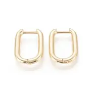 5Pairs Brass Real 18K Gold Plated Oval Huggie Hoop Earrings Findings 17.5x13x2mm