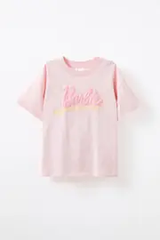 [Cotton On Kids] Cotton On Kids - Barbie Drop Shoulder Short Sleeve Tee - Lcn mat barbie/tea party pink 9-10 LCN MAT BARBIE/TEA PARTY PINK