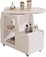 MegLob Lazy Susan Beauty Trolley Cart, Rotatable Heavy Duty Utility Salon Trolley, Compact Rolling Esthetician Trolley Cart, Spa Storage Stand with Wheels, Salon Accessories,White 30x80x75cm