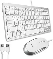 Macally USB Wired Keyboard and Mouse Combo for Mac and PC - Save Space with a Compact Small Apple Keyboard and Mouse for MacBook Pro/Air, iMac Mini/Pro