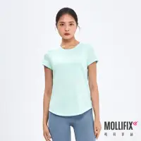 在飛比找momo購物網優惠-【Mollifix 瑪莉菲絲】弧形剪接修身短袖訓練上衣、瑜珈