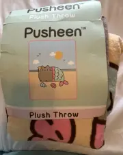 Pusheen Mermaid Cat Mercat On The Beach Plush Throw Blanket New