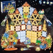 Magnetic Tiles 110PCS - 3D Lighted Magnet Building Blocks for Kids,Creative Dinosaur Toys Educational Sensory Stack STEM Construction Toys for Kids Ages 3 4 5 6 8 10+ Year Old Boys Girls
