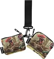 [XYMZR] Mini Zip Around Wristlet keychain Wallet Turkey Playing Poker for Women Personalized Pattern Detachable Dual Pouch Wristlet Portable Wallet Phone Coin Purse, Multi-colored, One Size