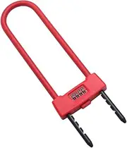 WANLIAN Anti-Theft U-Lock, 16mm Hardened Zinc Alloy Shackle, Adjustable U-Shape, 4-Digit Resettable Combination, Red