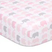 The Peanutshell 135cm Cotton Sweet Peanut Fitted Sheet Elephant