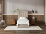 My Style Buttoned Headboard & Slimline Base - Single / Natural / Gas Lift Base