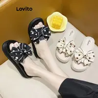 在飛比找蝦皮商城優惠-Lovito 女用優雅點點蝴蝶結厚底點點高跟鞋 LFA780