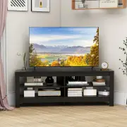 CostwayCorner TV Stand with Power Outlet for Living Room and Bedroom-Black