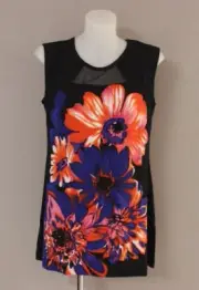 Ladies TUNIC TOP Blouse EVERSUN Orange Black PLUS size 10 12 14 16 18 20