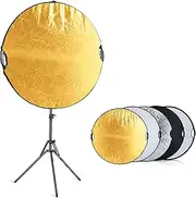 Selens 5-in-1 Multi-Disc 110cm Light Reflector Kit with Stand, Clamp, Carrying Bag - Gold, Silver, White, Black, Translucent Panels