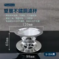 在飛比找momo購物網優惠-【PowerFalcon】雙層304不鏽鋼手沖咖啡濾杯(1-