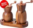 Wooden Pepper Grinder Set of 2 Refillable Salt and Pepper Mills