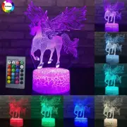 Remote Or Touch Control 3D LED Night Light Unicorn Shaped Table Home Decoration