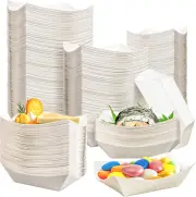 200 Pack Small Paper Food Boats, 1/4 Lb Disposable Kraft Food Trays, Take Out Pa