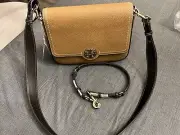 Tory Burch Felix Flap Shoulder Bag in Tigers eye