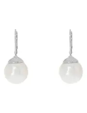 [Gregory Ladner] French Hook Faux Pearl Silver Earrings