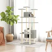 Generic Cat Tree with Sisal Scratching Posts Light Grey 162 cm,171634