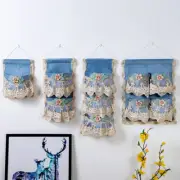 1X Fabric Hanging Storage Bag Sundries Door Wall Dormitory Room Lace Floral New