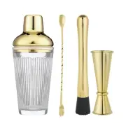 Gold Cocktail Shaker Set - Bartender Shaker Kit with Mixing Tools & Stainless...