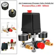 90-120PSI Air Compressor Pressure Switch Manifold Regulator Gauges❁
