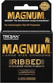 Trojan Magnum Ribbed Lubricated Condoms, 3 Count (Pack oof 6)