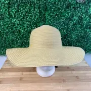 NWT Womens Iman Global Chic Floppy Straw Hat Sun Shade Beach Pool Wide Brim New