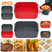 2Pcs Air Fryer Silicone Pot with Handle Reusable Air Fryer Liner Heat ZX