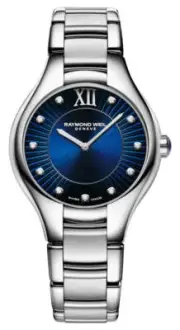 Raymond Weil Noemia Steel Blue Dial Diamonds Quartz Womens Watch 5132-ST-50181