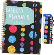 HOMSFOU Academic Year Planner Coil Notebook with Pages Weekly Daily Layout Portable Design for Teachers Students Vibrant Cover for Stylish Organization