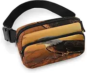 [YTLKGFP] Waist Pack Golden Sunset Bald Eagle Printed Butt Pack Fanny Pack Hip Bum Bag for Workout Traveling Casual Running Hiking Cycling, Golden Sunset Bald Eagle, 7.9 X 5.1 in