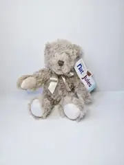 Demdaco Nat & Jules plush teddy bear NWT Forever My Teddy 6" grey