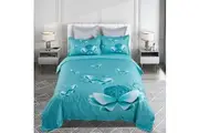 Butterfly Green Quilt/Doona/Duvet Cover Set - Super King Size