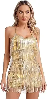 [Sxiwei] Women's Latin Dance Dress Salsa Cha-Cha Rumba Ballroom Dance Costume Cocktail Fringe Dress