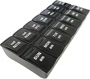 Large Pill boxes Organizer 2 Times a Day, travel pill organizer ，7 Day Pill case Am Pm, Pill Case Pill Box for Pills/Vitamin/Supplements/Medication Big Pill Container, Medication Dispenser 14 Compartments (Black)