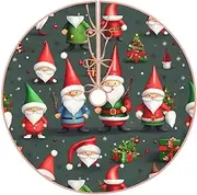 [BKDODKS] Xmas Funny Gnomes Print Christmas Delight Versatile Christmas Tree Skirt Home Holiday Xmas Tree Accessory