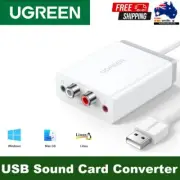 Ugreen USB External Stereo Sound Card Audio Adapter 3.5mm Aux & 2RCA Converter