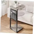 C Shaped End Table, Adjustable Height 15.8"D x 12.68"W x 20.5-31.5"H Greige