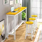 YVYKFZD Narrow Bar Table, Rectangle Bar Height Table, Large Home Dining Table with Metal Trestle Base, Industrial Breakfast Table Bistro Table, Table Only(Yellow+White,39.3"x11.8"x39.3")