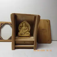 在飛比找樂天市場購物網優惠-精品黃楊木綠財神木雕佛像佛龕(盒子10.8釐米*7.6釐米*