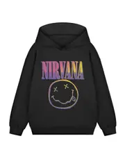 Nirvana Unisex Kids Hoodie Black Sunset Logo Kids 7-8 Years