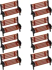 8 PCS Park Street Bench Set Model Scene Decoration Scene Accessories for Train Station Platform Miniature Garden Decorations,Cute Miniature Architectural Models