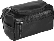 [ELIZO] Premium REAL Leather Toiletry Bag for Men Dopp Kitt Hanging Mens Toiletry Large TSA Toiletries Bag Shaving Grooming Bag Organizer Espresso, Black, Large, Leather Toiletry Bag