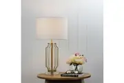 [Free Shipping]WARE Art Dcor Marble Based Metal Table Lamp w Shade