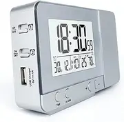 JSEIAJB Projection Alarm Clock Digital Date Snooze Function Backlight Projector Desk Table Led Clock with Time Projection(Silver)