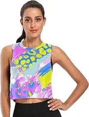 [Joisal] Geometric Polygonal Mechanical Style Sports Tank Tops for Women Crop Running Tank Top
