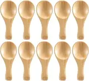 domoi Short Handle 10 Packets of Small Wooden Spoon, Perfect for Small Jars of Jam, Spices, Condiments, Seasonings, Sugar, Honey, Coffee, Tea, Mustard, Ice Cream, Milk Powder