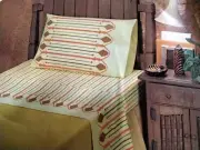 Sears Kismet Perma-Prest Percale Pillowcases & 1 Full Flat Sheet 1970s Retro MCM